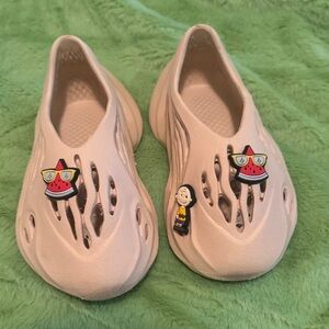 Kids Cream Slip-On Shoes with Fun Charms